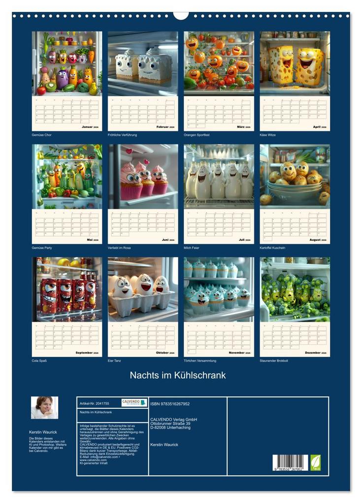 Weitere Ansicht: Nachts im Kühlschrank (Wandkalender 2026 DIN A2 hoch), CALVENDO Monatskalender | Calvendo, Kerstin Waurick