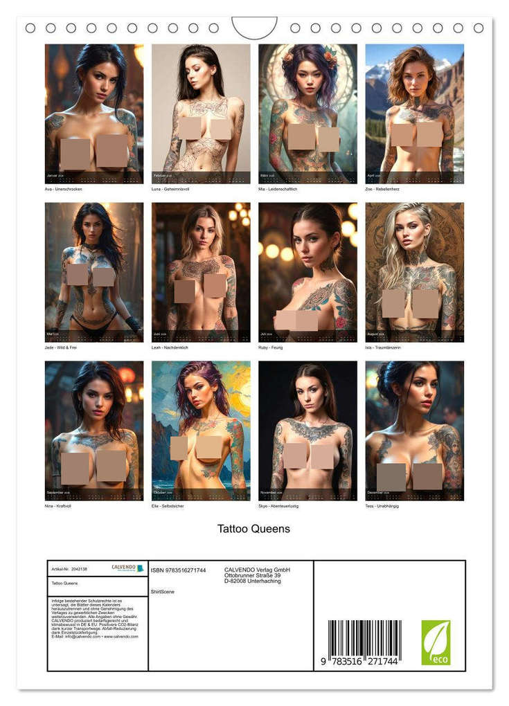 Weitere Ansicht: Tattoo Queens (Wandkalender 2026 DIN A4 hoch), CALVENDO Monatskalender | Calvendo, ShirtScene, ShirtScene ShirtScene