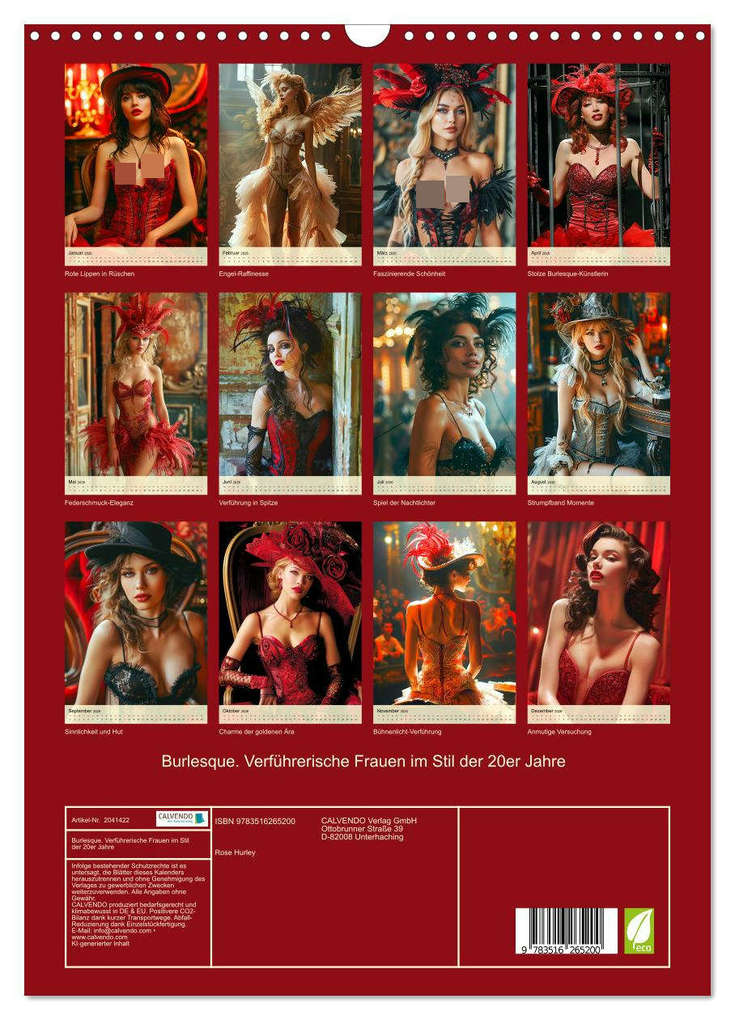 Weitere Ansicht: Burlesque. Verführerische Frauen im Stil der 20er Jahre (Wandkalender 2026 DIN A3 hoch), CALVENDO Monatskalender | Calvendo, Rose Hurley
