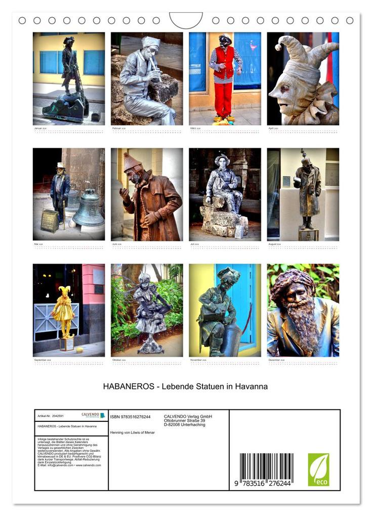 Weitere Ansicht: HABANEROS - Lebende Statuen in Havanna (Wandkalender 2026 DIN A4 hoch), CALVENDO Monatskalender | Calvendo, Henning von Löwis of Menar