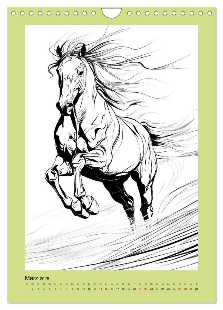 Weitere Ansicht: Pferde minimalistisch (Wandkalender 2026 DIN A4 hoch), CALVENDO Monatskalender | Calvendo, Kerstin Waurick