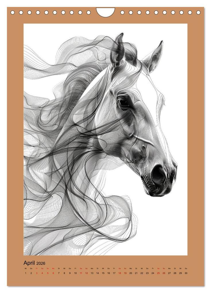 Weitere Ansicht: Pferde minimalistisch (Wandkalender 2026 DIN A4 hoch), CALVENDO Monatskalender | Calvendo, Kerstin Waurick