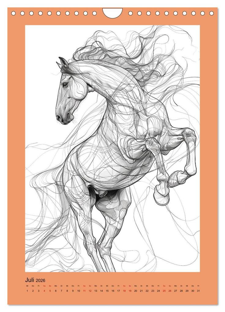 Weitere Ansicht: Pferde minimalistisch (Wandkalender 2026 DIN A4 hoch), CALVENDO Monatskalender | Calvendo, Kerstin Waurick