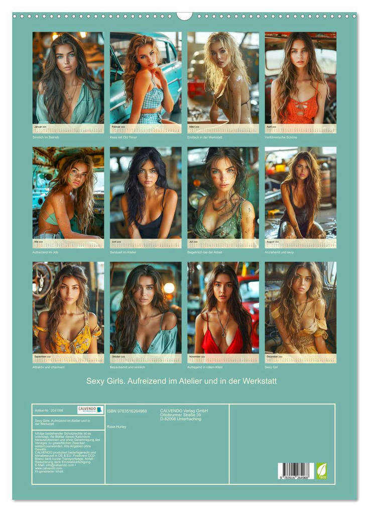 Weitere Ansicht: Sexy Girls. Aufreizend im Atelier und in der Werkstatt (Wandkalender 2026 DIN A2 hoch), CALVENDO Monatskalender | Calvendo, Rose Hurley