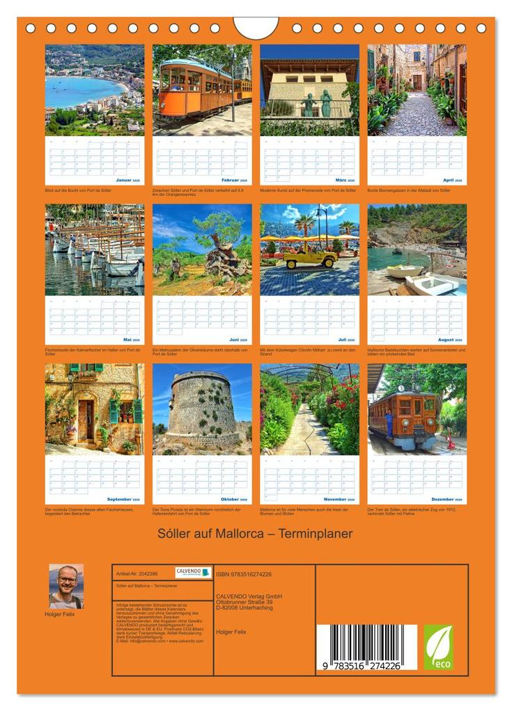 Weitere Ansicht: Sóller auf Mallorca - Terminplaner (Wandkalender 2026 DIN A4 hoch), CALVENDO Monatskalender | Calvendo, Holger Felix