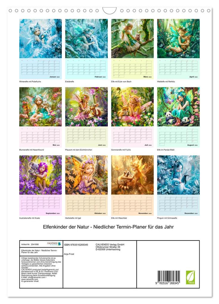 Weitere Ansicht: Elfenkinder der Natur - Niedlicher Termin-Planer für das Jahr (Wandkalender 2026 DIN A3 hoch), CALVENDO Monatskalender | Calvendo, Anja Frost