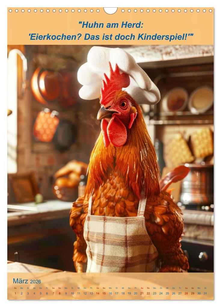 Weitere Ansicht: Der tierisch lustige Kochbegleiter (Wandkalender 2026 DIN A3 hoch), CALVENDO Monatskalender | Calvendo, Peter Rübsamen