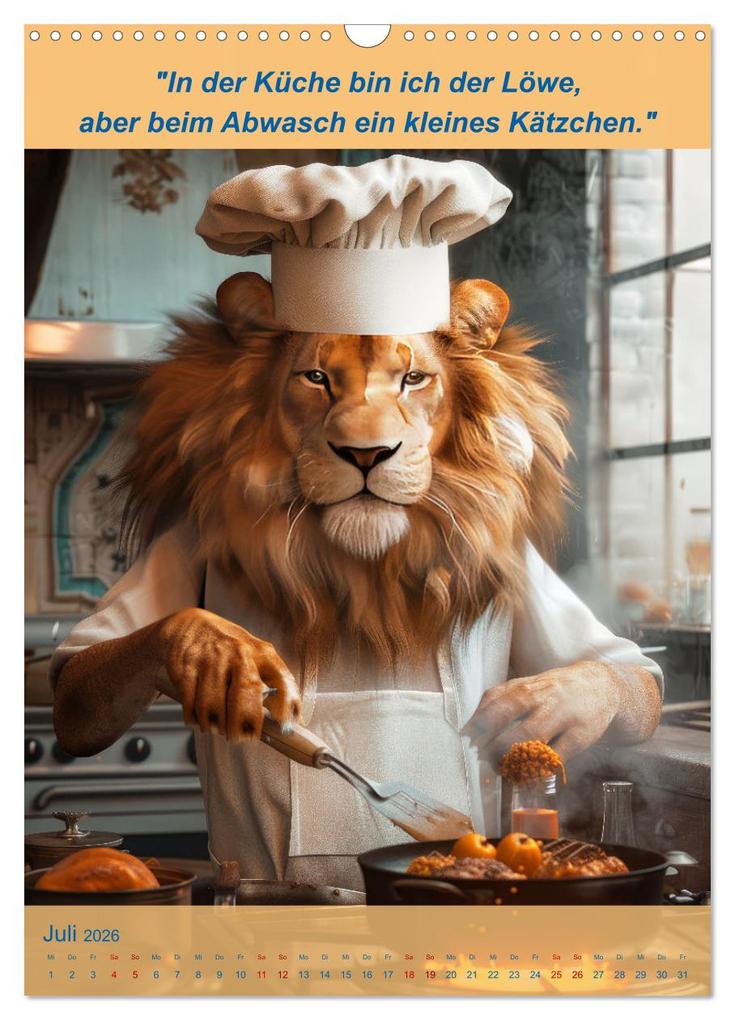 Weitere Ansicht: Der tierisch lustige Kochbegleiter (Wandkalender 2026 DIN A3 hoch), CALVENDO Monatskalender | Calvendo, Peter Rübsamen