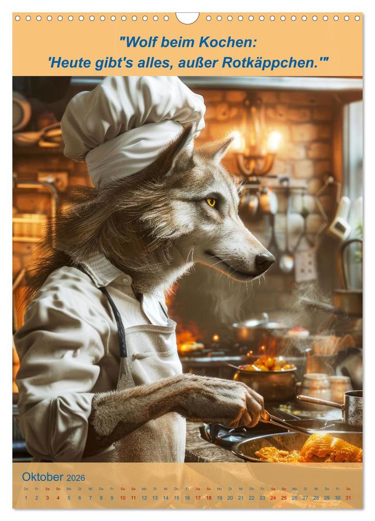 Weitere Ansicht: Der tierisch lustige Kochbegleiter (Wandkalender 2026 DIN A3 hoch), CALVENDO Monatskalender | Calvendo, Peter Rübsamen