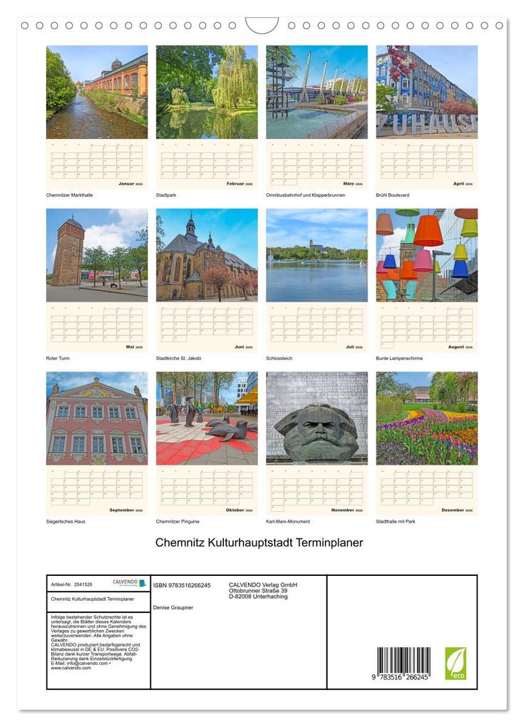 Weitere Ansicht: Chemnitz Kulturhauptstadt Terminplaner (Wandkalender 2026 DIN A3 hoch), CALVENDO Monatskalender | Calvendo, Denise Graupner
