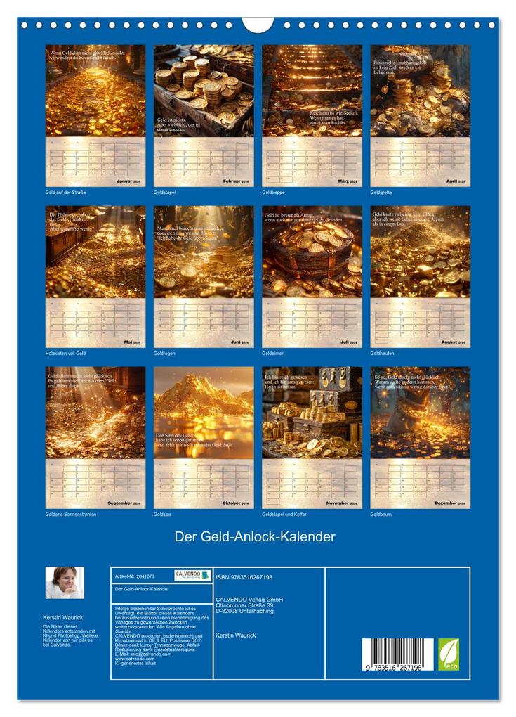 Weitere Ansicht: Der Geld-Anlock-Kalender (Wandkalender 2026 DIN A3 hoch), CALVENDO Monatskalender | Calvendo, Kerstin Waurick