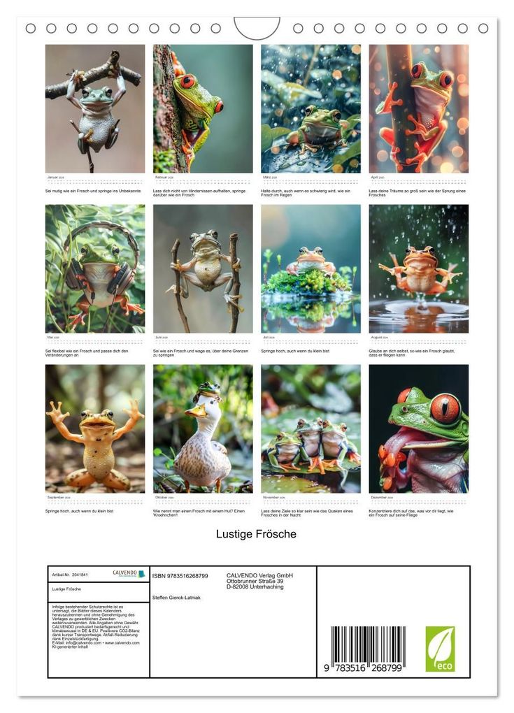Weitere Ansicht: Lustige Frösche (Wandkalender 2026 DIN A4 hoch), CALVENDO Monatskalender | Calvendo, Steffen Gierok-Latniak