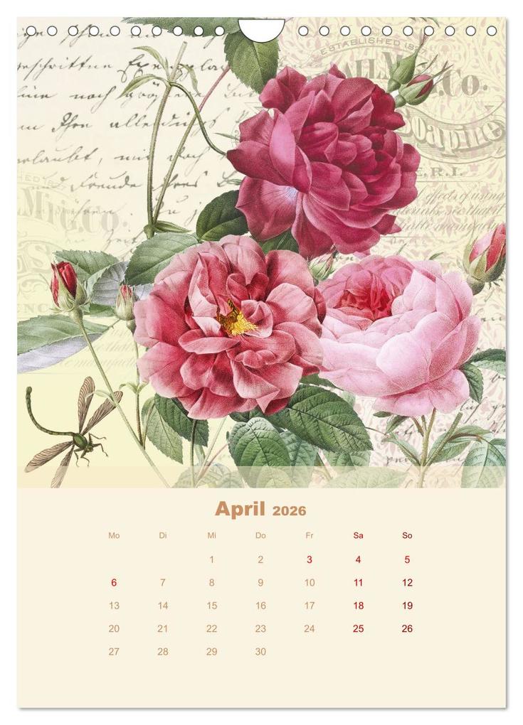 Weitere Ansicht: Rosencollagen mit Rosen von Pierre-Joseph Redouté (Wandkalender 2026 DIN A4 hoch), CALVENDO Monatskalender | Calvendo, Christine B-B Müller