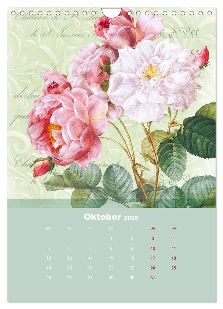 Weitere Ansicht: Rosencollagen mit Rosen von Pierre-Joseph Redouté (Wandkalender 2026 DIN A4 hoch), CALVENDO Monatskalender | Calvendo, Christine B-B Müller