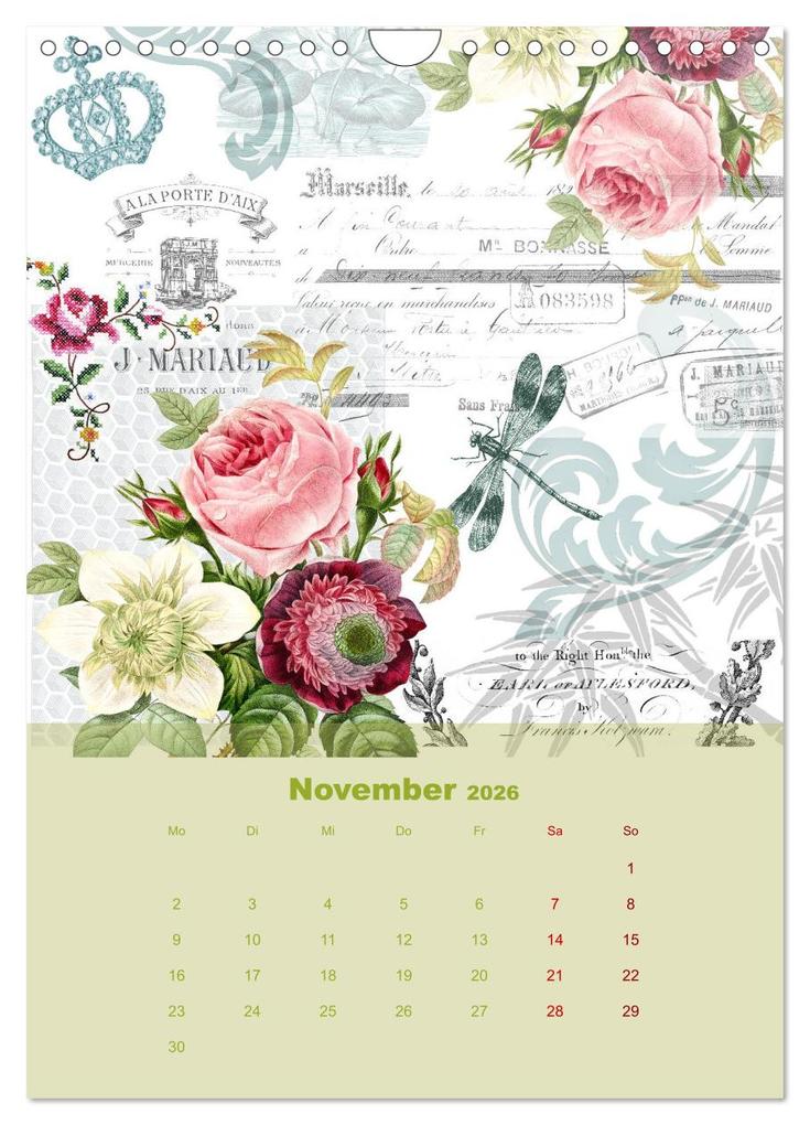 Weitere Ansicht: Rosencollagen mit Rosen von Pierre-Joseph Redouté (Wandkalender 2026 DIN A4 hoch), CALVENDO Monatskalender | Calvendo, Christine B-B Müller