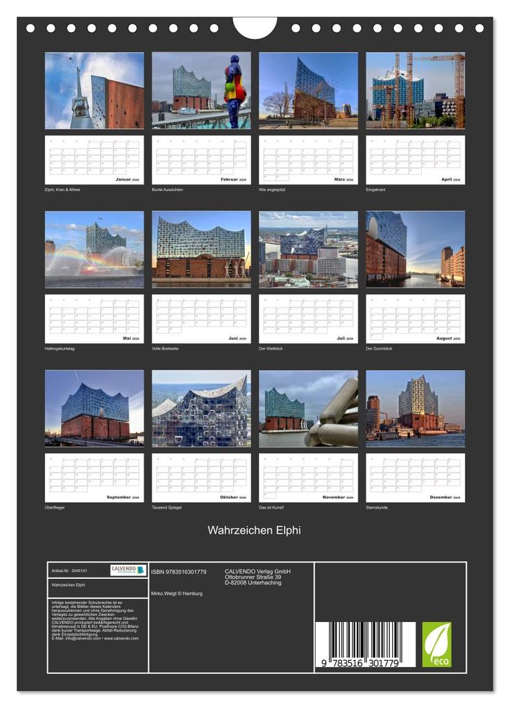 Weitere Ansicht: Wahrzeichen Elphi (Wandkalender 2026 DIN A4 hoch), CALVENDO Monatskalender | Mirko Weigt © Hamburg, Calvendo