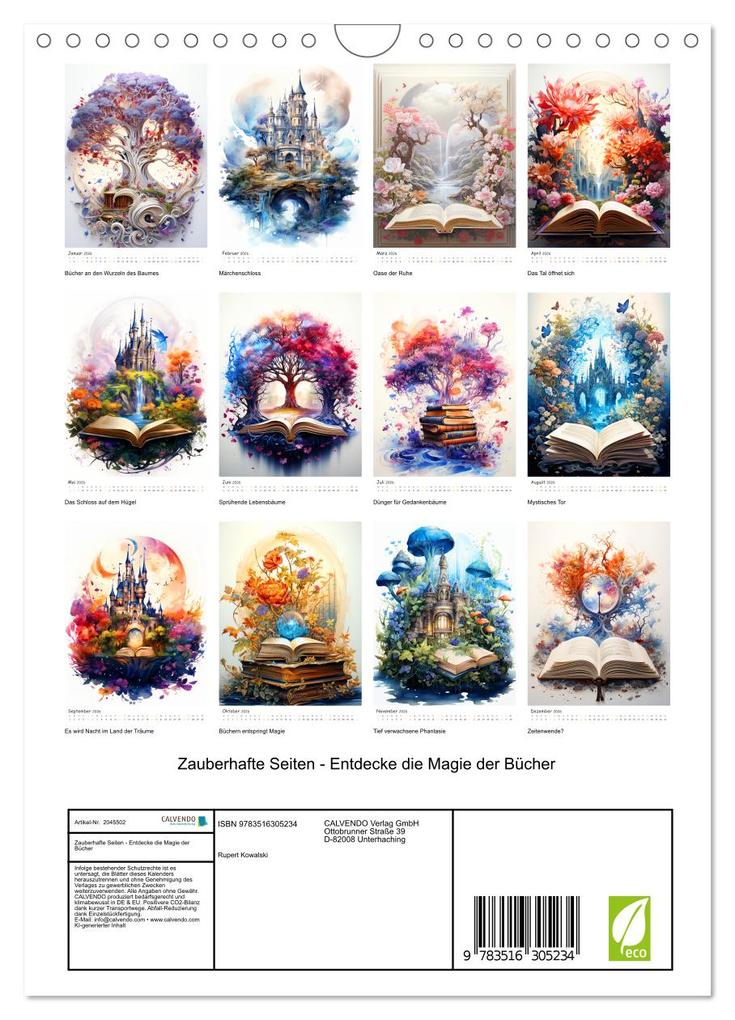 Weitere Ansicht: Zauberhafte Seiten - Entdecke die Magie der Bücher (Wandkalender 2026 DIN A4 hoch), CALVENDO Monatskalender | Rupert Kowalski, Calvendo