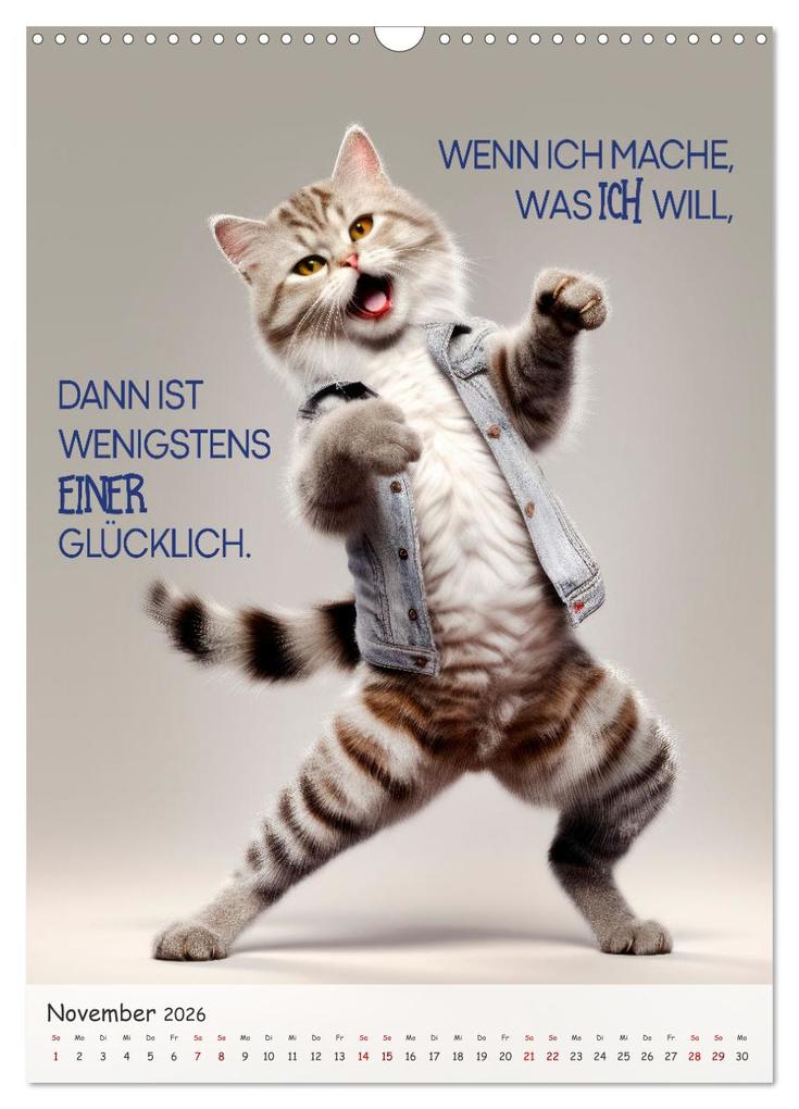 Weitere Ansicht: COOLE KATZEN Sprücheklopfer (Wandkalender 2026 DIN A3 hoch), CALVENDO Monatskalender | Melanie Viola, Calvendo