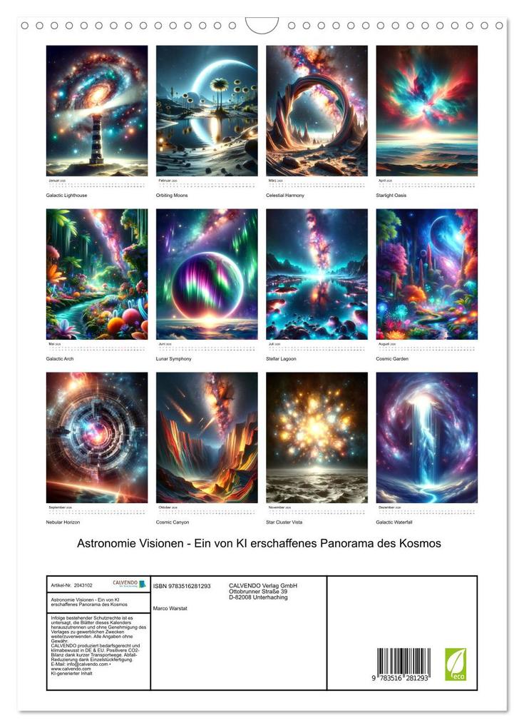 Weitere Ansicht: Astronomie Visionen - Ein von KI erschaffenes Panorama des Kosmos (Wandkalender 2026 DIN A3 hoch), CALVENDO Monatskalender | Marco Warstat, Calvendo