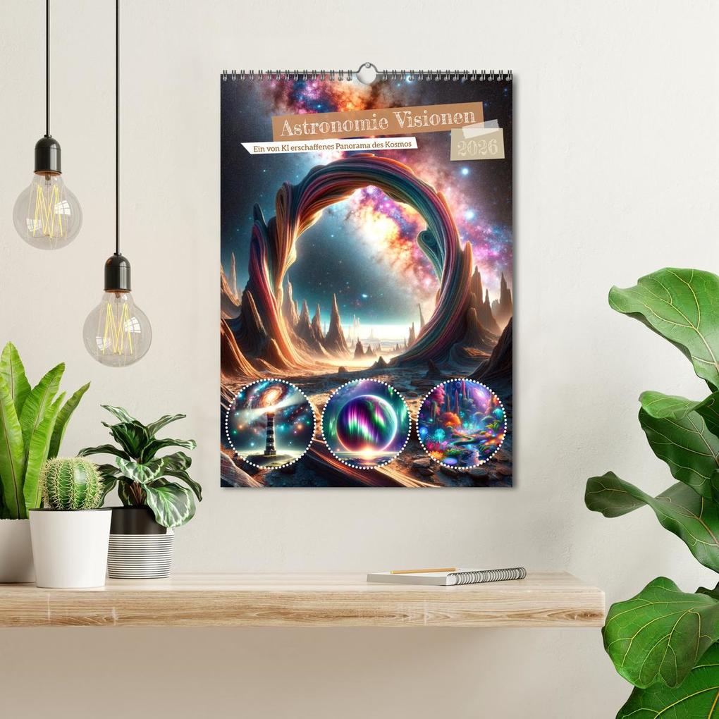 Weitere Ansicht: Astronomie Visionen - Ein von KI erschaffenes Panorama des Kosmos (Wandkalender 2026 DIN A3 hoch), CALVENDO Monatskalender | Marco Warstat, Calvendo