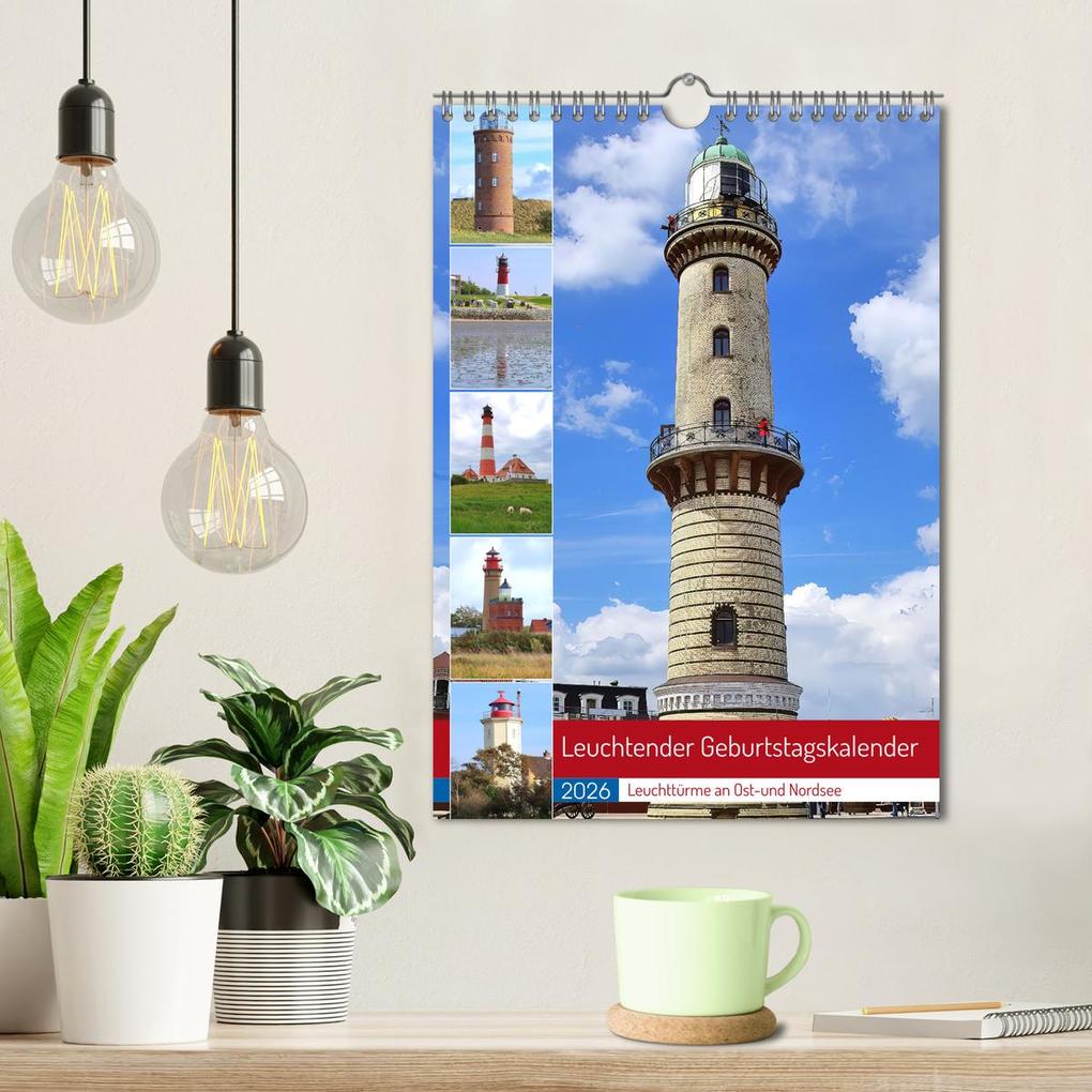 Weitere Ansicht: Leuchtender Geburtstagskalender - Leuchttürme an Ost-und Nordsee (Wandkalender 2026 DIN A4 hoch), CA | Michaela Schimmack, Calvendo