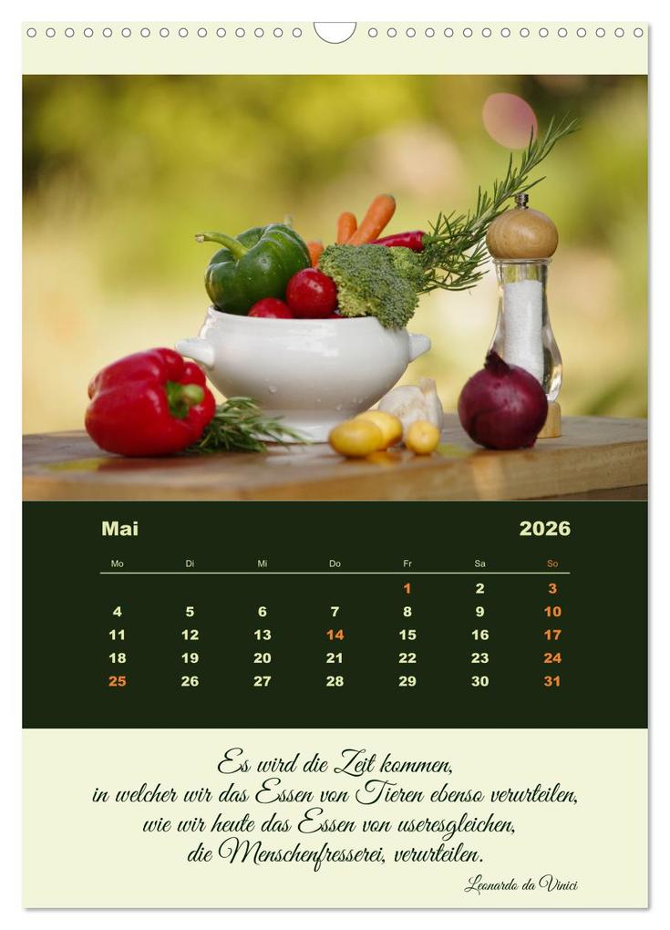 Weitere Ansicht: Vegan Ernährt - frisches Gemüse und Obst auf den Tisch (Wandkalender 2026 DIN A3 hoch), CALVENDO Monatskalender | Calvendo