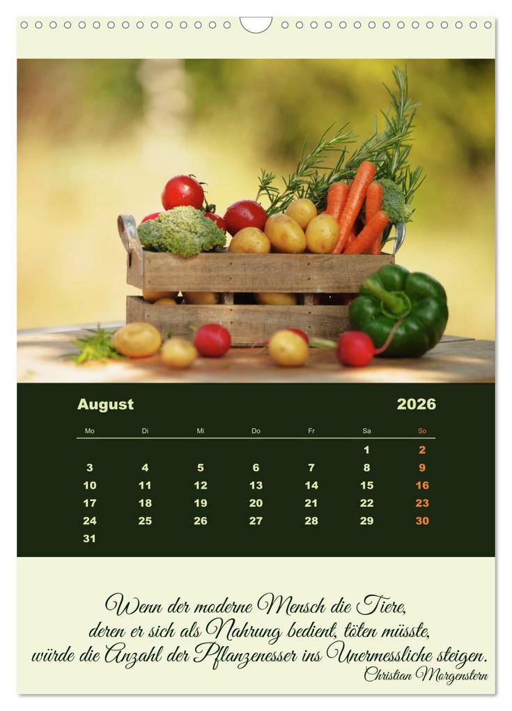 Weitere Ansicht: Vegan Ernährt - frisches Gemüse und Obst auf den Tisch (Wandkalender 2026 DIN A3 hoch), CALVENDO Monatskalender | Calvendo