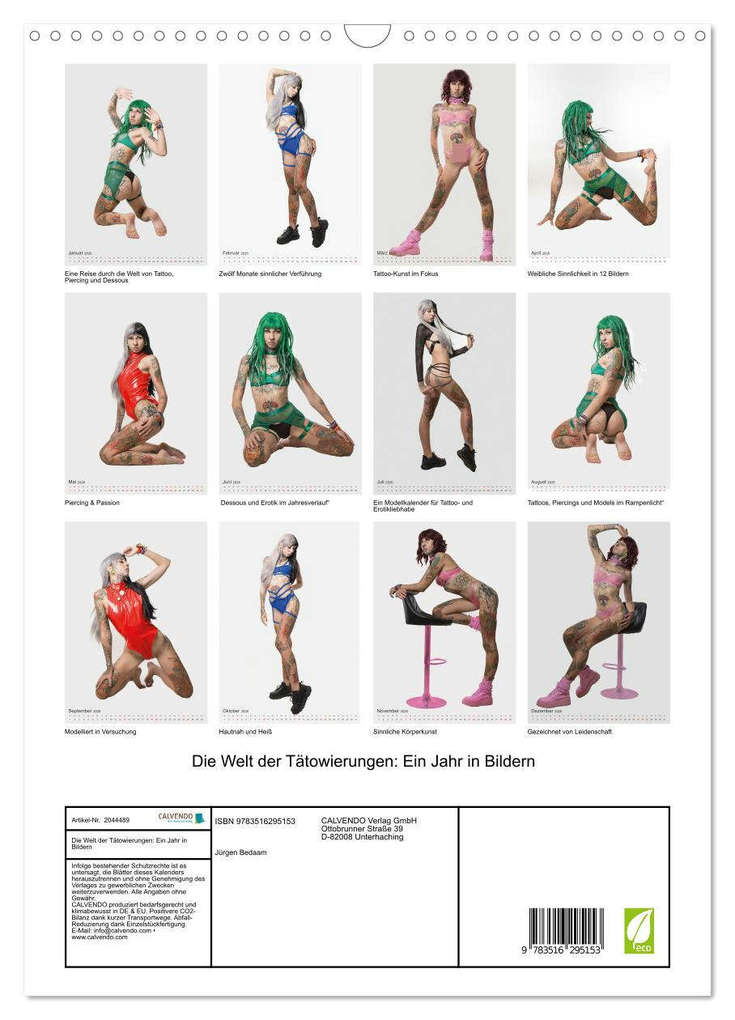 Weitere Ansicht: Die Welt der Tätowierungen: Ein Jahr in Bildern (Wandkalender 2026 DIN A3 hoch), CALVENDO Monatskalender | Jürgen Bedaam, Calvendo