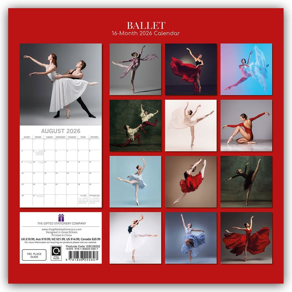 Weitere Ansicht: Ballet - Ballett 2026 - 16-Monatskalender | Gifted Stationery Co. Ltd