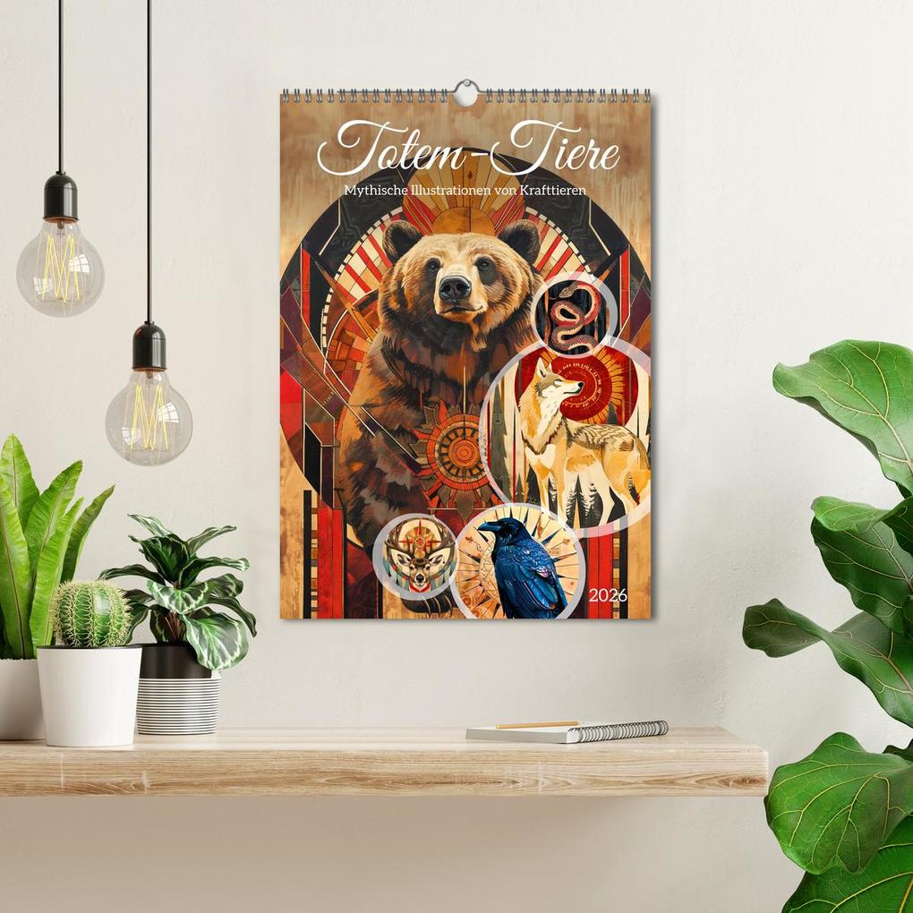 Weitere Ansicht: Totem-Tiere - Mythische Illustrationen von Krafttieren (Wandkalender 2026 DIN A3 hoch), CALVENDO Mon | Anja Frost, Calvendo