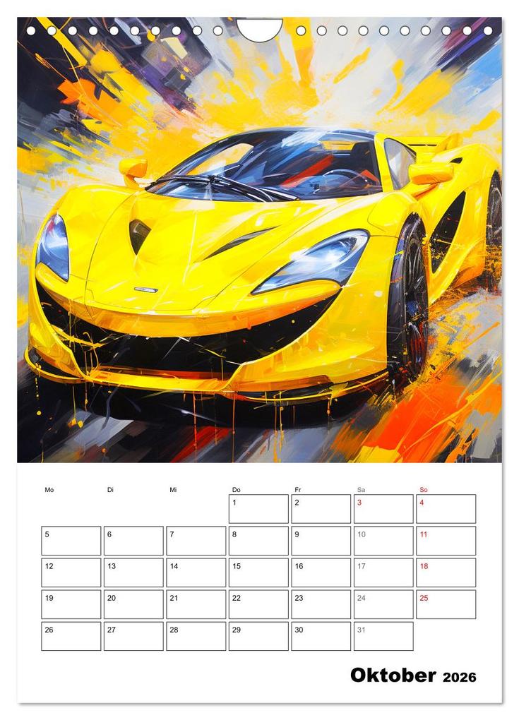 Weitere Ansicht: Sportauto Paintings (Wandkalender 2026 DIN A4 hoch), CALVENDO Monatskalender | Rose Hurley, Calvendo