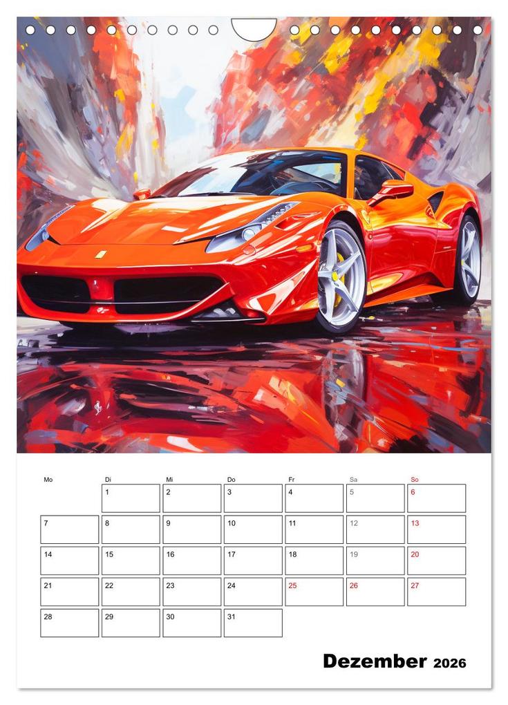 Weitere Ansicht: Sportauto Paintings (Wandkalender 2026 DIN A4 hoch), CALVENDO Monatskalender | Rose Hurley, Calvendo