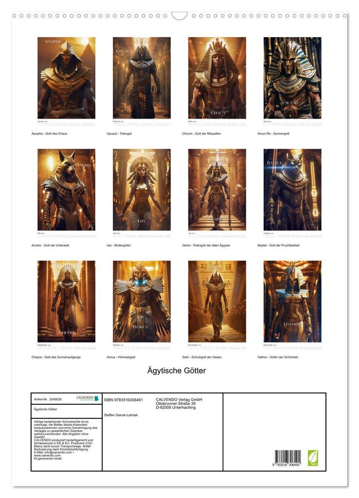 Weitere Ansicht: Ägytische Götter (Wandkalender 2026 DIN A2 hoch), CALVENDO Monatskalender | Steffen Gierok-Latniak, Calvendo