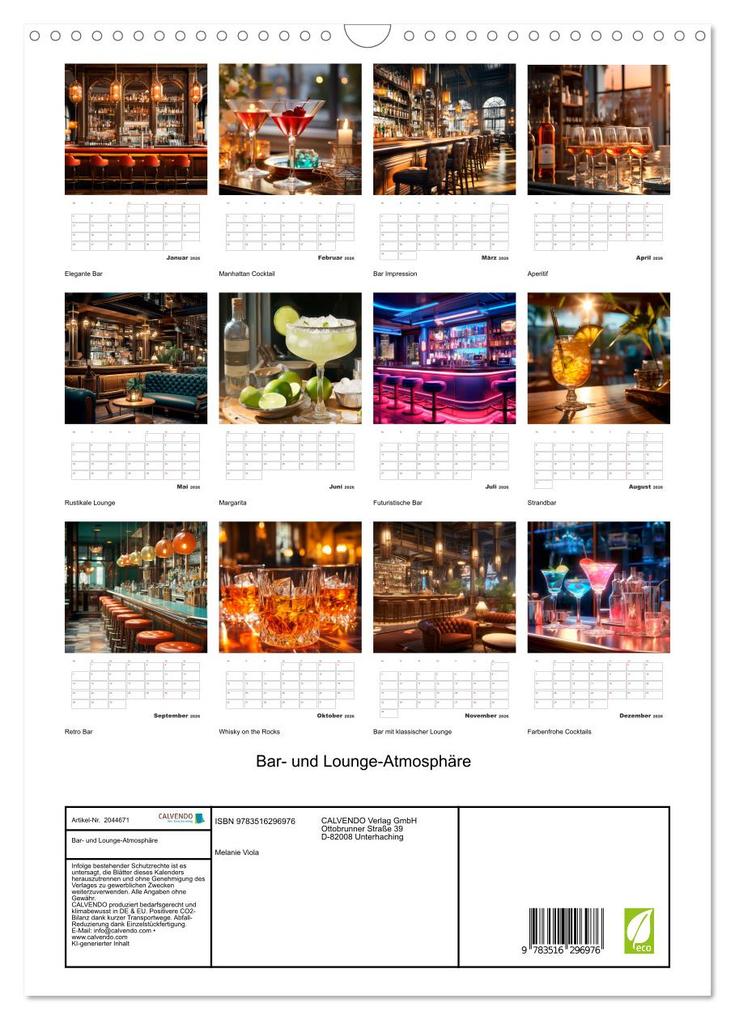 Weitere Ansicht: Bar- und Lounge-Atmosphäre (Wandkalender 2026 DIN A3 hoch), CALVENDO Monatskalender | Melanie Viola, Calvendo