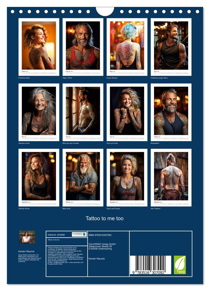 Weitere Ansicht: Tattoo to me too (Wandkalender 2026 DIN A4 hoch), CALVENDO Monatskalender | Kerstin Waurick, Calvendo