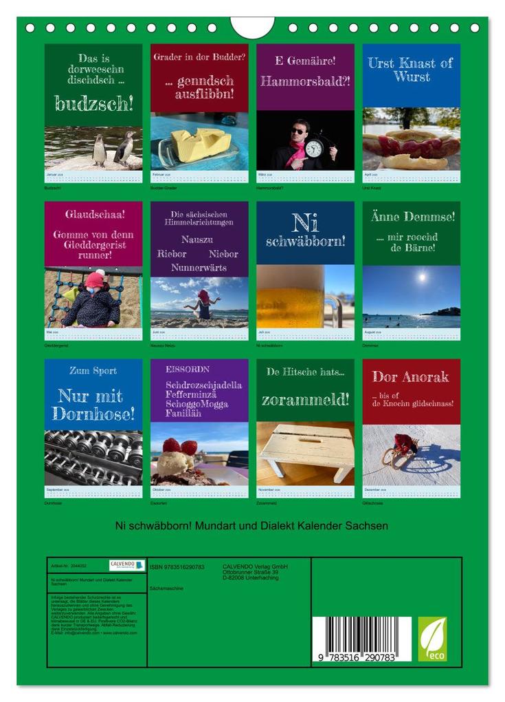 Weitere Ansicht: Ni schwäbborn! Mundart und Dialekt Kalender Sachsen (Wandkalender 2026 DIN A4 hoch), CALVENDO Monats | Sächsmaschine Sächsmaschine, Calvendo, Sächsmaschine