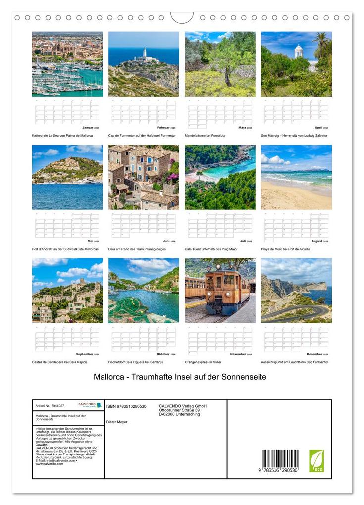 Weitere Ansicht: Mallorca - Traumhafte Insel auf der Sonnenseite (Wandkalender 2026 DIN A3 hoch), CALVENDO Monatskalender | Dieter Meyer, Calvendo