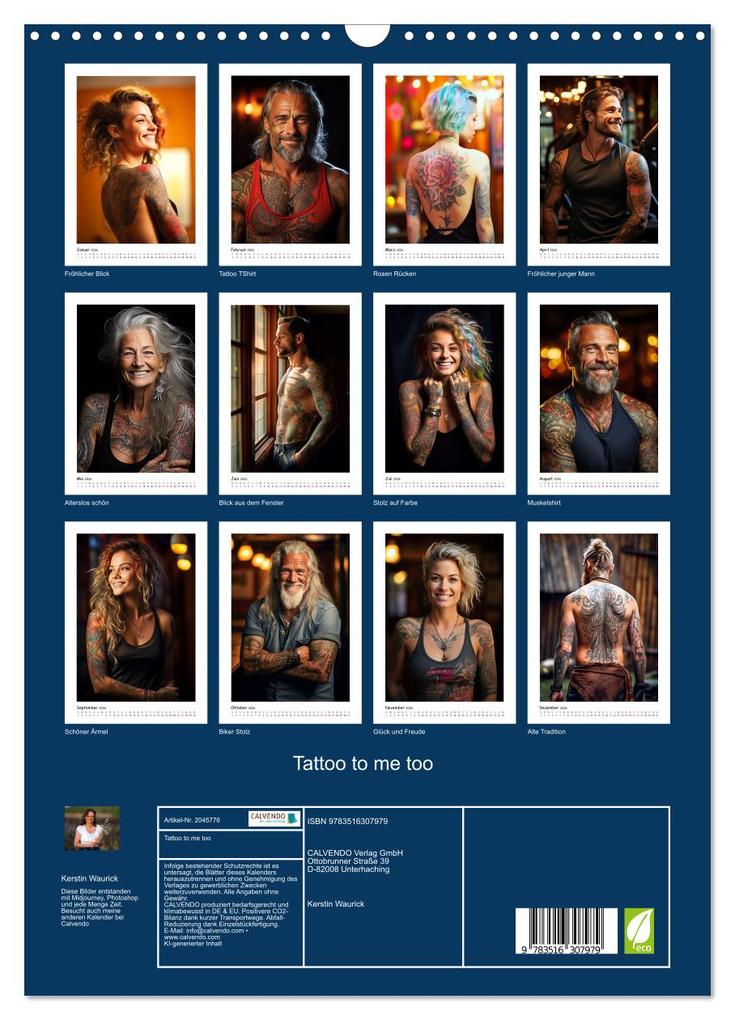 Weitere Ansicht: Tattoo to me too (Wandkalender 2026 DIN A3 hoch), CALVENDO Monatskalender | Kerstin Waurick, Calvendo