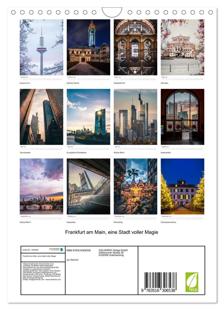 Weitere Ansicht: Frankfurt am Main, eine Stadt voller Magie (Wandkalender 2026 DIN A4 hoch), CALVENDO Monatskalender | Jan Wehnert, Calvendo