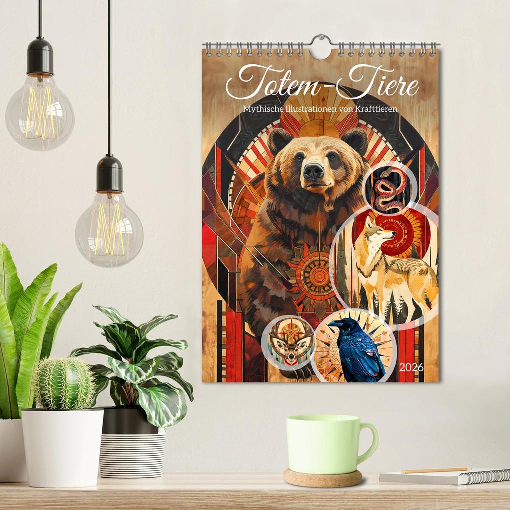 Weitere Ansicht: Totem-Tiere - Mythische Illustrationen von Krafttieren (Wandkalender 2026 DIN A4 hoch), CALVENDO Monatskalender | Anja Frost, Calvendo