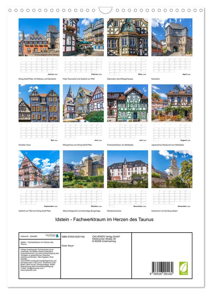 Weitere Ansicht: Idstein - Fachwerktraum im Herzen des Taunus (Wandkalender 2026 DIN A3 hoch), CALVENDO Monatskalender | Dieter Meyer, Calvendo