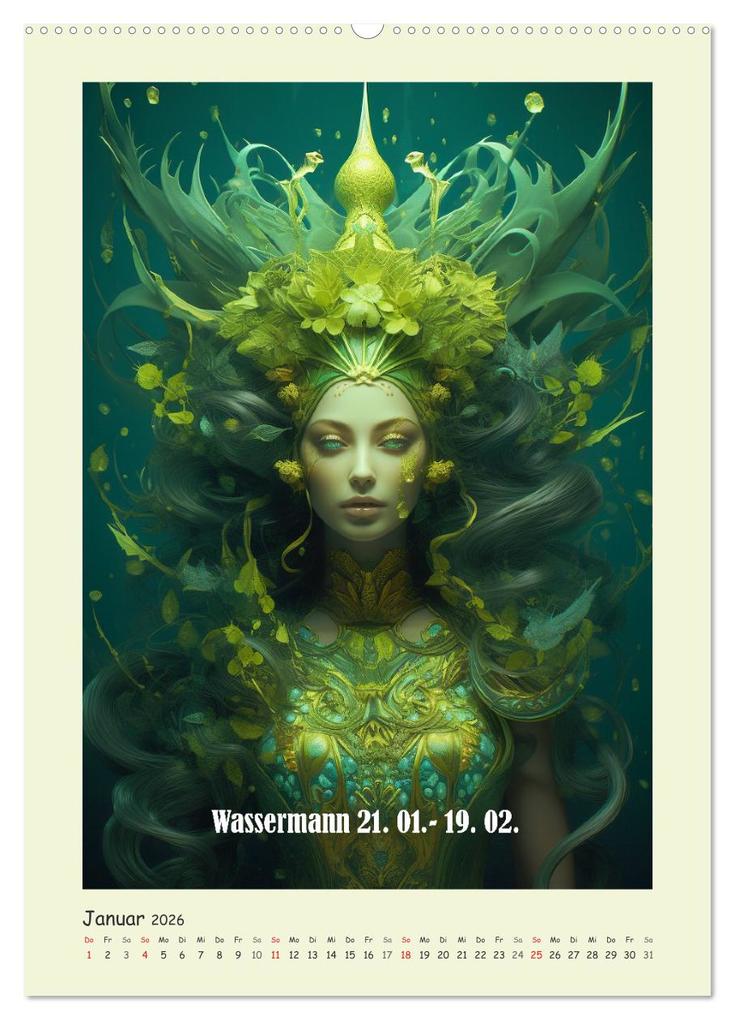 Weitere Ansicht: Tierkreiszeichen. Mit Frauenpower Sternzeichen durch das Jahr (hochwertiger Premium Wandkalender 2026 DIN A2 hoch), Kunstdruck in Hochglanz | Rose Hurley, Calvendo