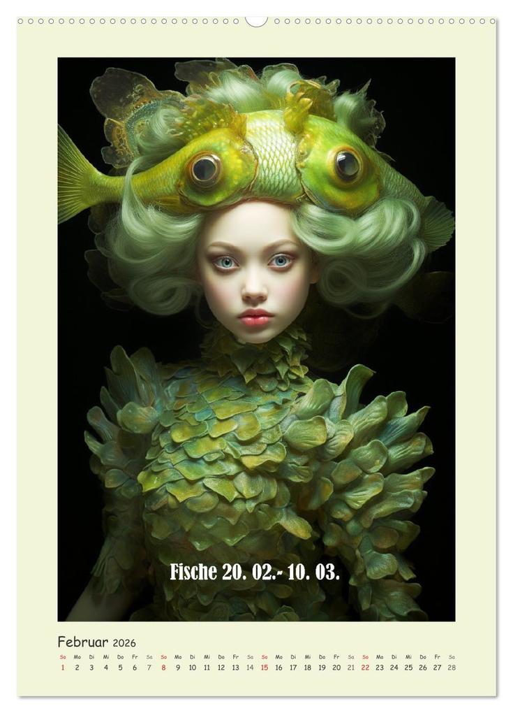 Weitere Ansicht: Tierkreiszeichen. Mit Frauenpower Sternzeichen durch das Jahr (hochwertiger Premium Wandkalender 2026 DIN A2 hoch), Kunstdruck in Hochglanz | Rose Hurley, Calvendo