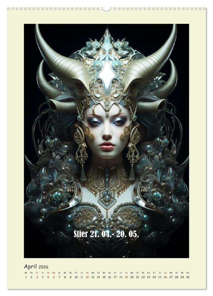 Weitere Ansicht: Tierkreiszeichen. Mit Frauenpower Sternzeichen durch das Jahr (hochwertiger Premium Wandkalender 2026 DIN A2 hoch), Kunstdruck in Hochglanz | Rose Hurley, Calvendo