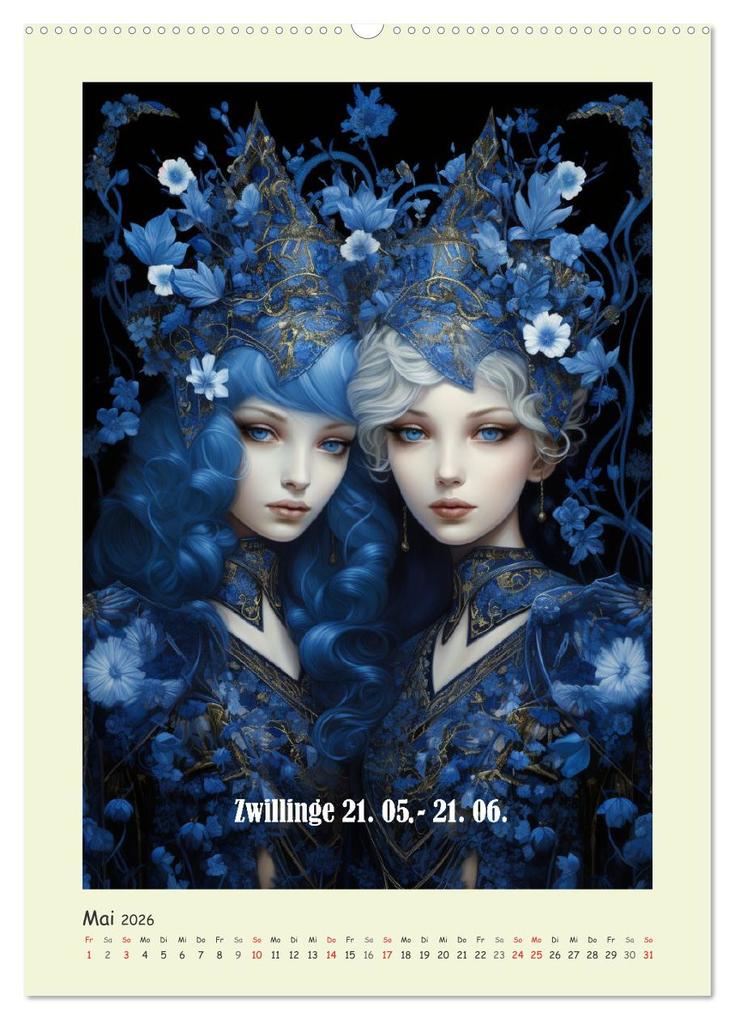 Weitere Ansicht: Tierkreiszeichen. Mit Frauenpower Sternzeichen durch das Jahr (hochwertiger Premium Wandkalender 2026 DIN A2 hoch), Kunstdruck in Hochglanz | Rose Hurley, Calvendo