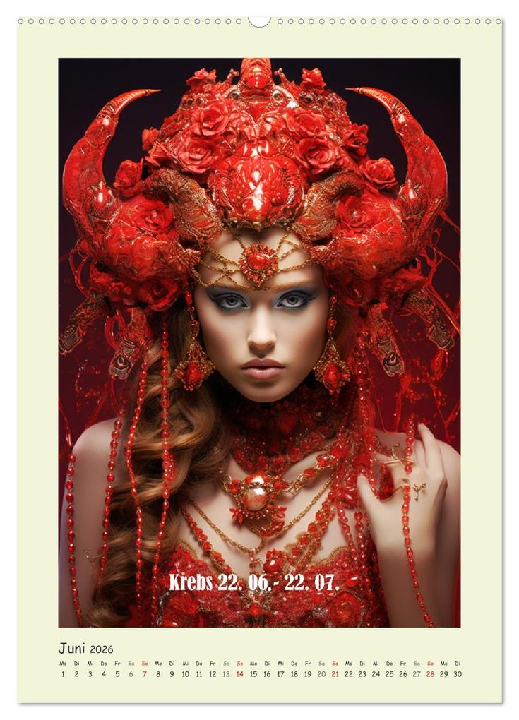 Weitere Ansicht: Tierkreiszeichen. Mit Frauenpower Sternzeichen durch das Jahr (hochwertiger Premium Wandkalender 2026 DIN A2 hoch), Kunstdruck in Hochglanz | Rose Hurley, Calvendo