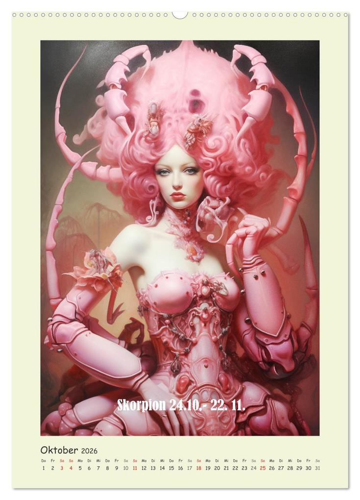 Weitere Ansicht: Tierkreiszeichen. Mit Frauenpower Sternzeichen durch das Jahr (hochwertiger Premium Wandkalender 2026 DIN A2 hoch), Kunstdruck in Hochglanz | Rose Hurley, Calvendo