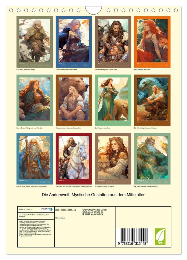 Weitere Ansicht: Die Anderswelt. Mystische Gestalten aus dem Mittelalter (Wandkalender 2026 DIN A4 hoch), CALVENDO Monatskalender | Calvendo, Rose Hurley
