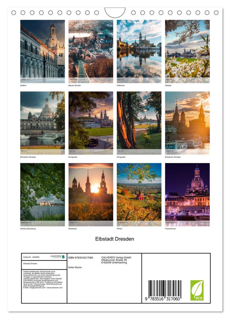 Weitere Ansicht: Elbstadt Dresden (Wandkalender 2026 DIN A4 hoch), CALVENDO Monatskalender | Calvendo, Stefan Becker