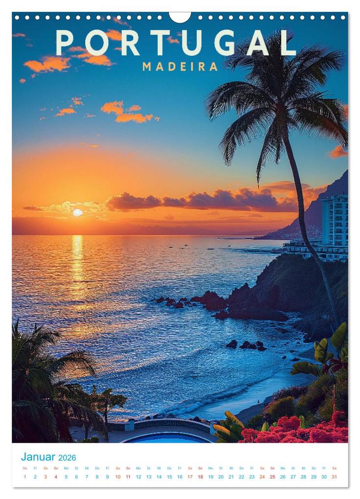 Weitere Ansicht: Portugal - Old School Poster Style (Wandkalender 2026 DIN A3 hoch), CALVENDO Monatskalender | Calvendo, Val Thoermer